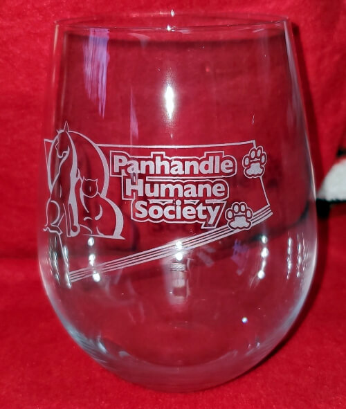Stemless Wine Glass with Panhandle Humane Society Logo
